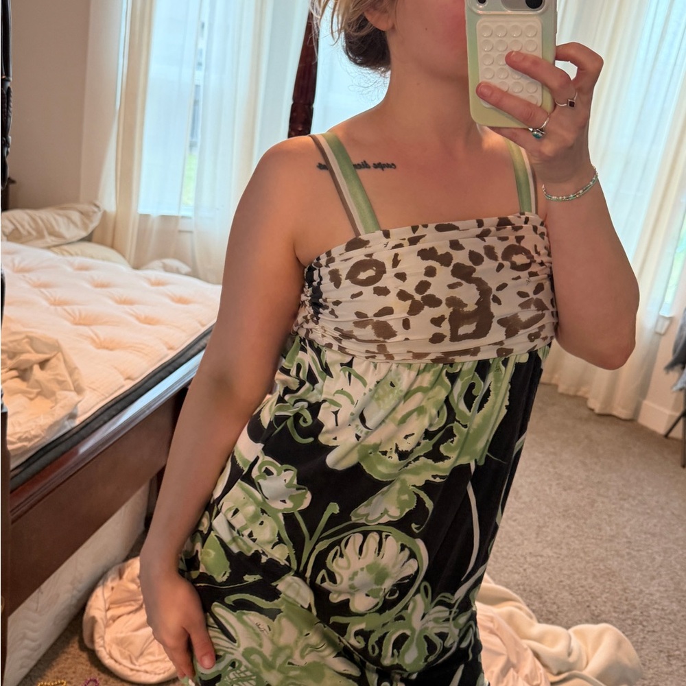 Emilio Pucci Black and Green Abstract Print Dress - Picture 5 of 10